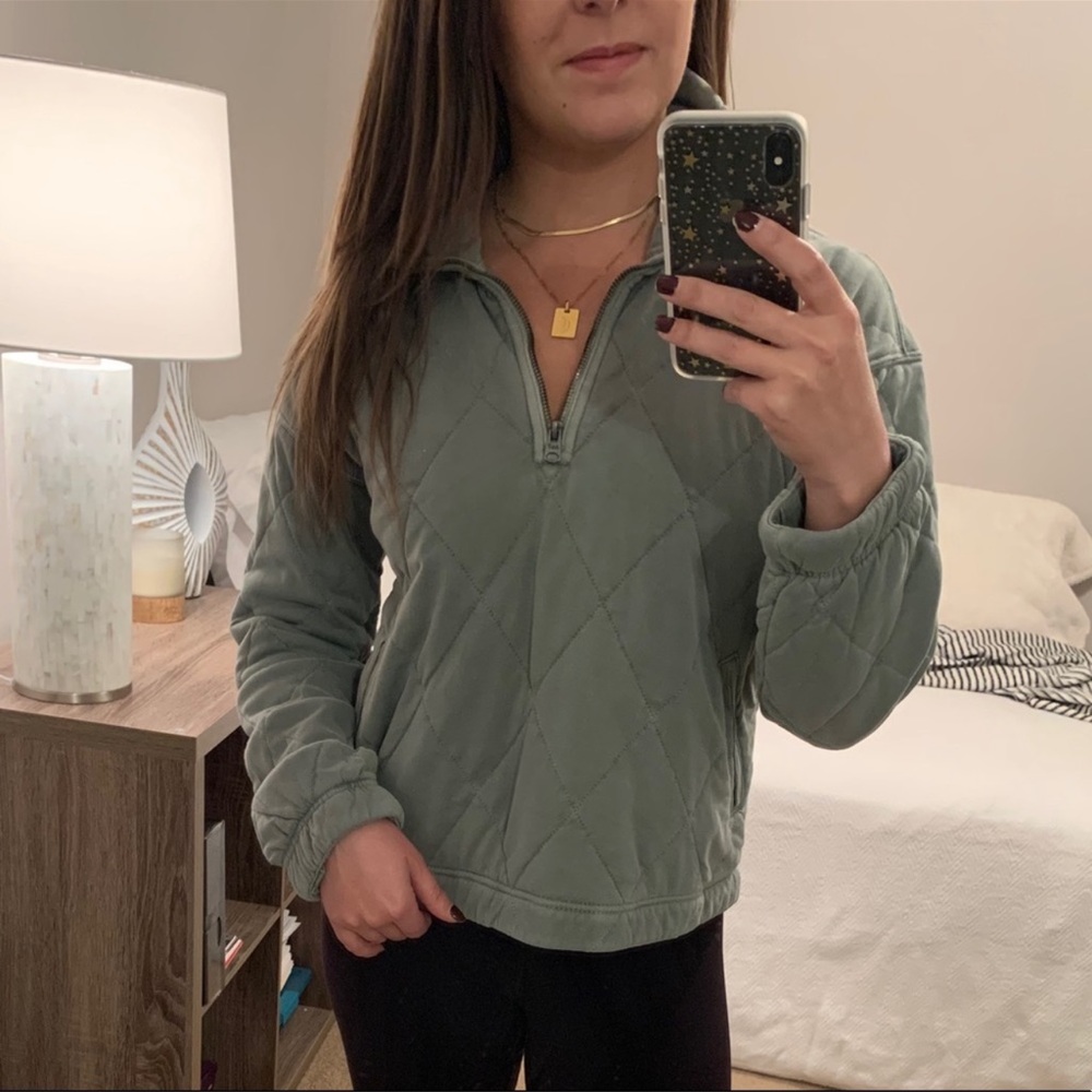 Abercrombie & Fitch green quarter zip sweatshirt